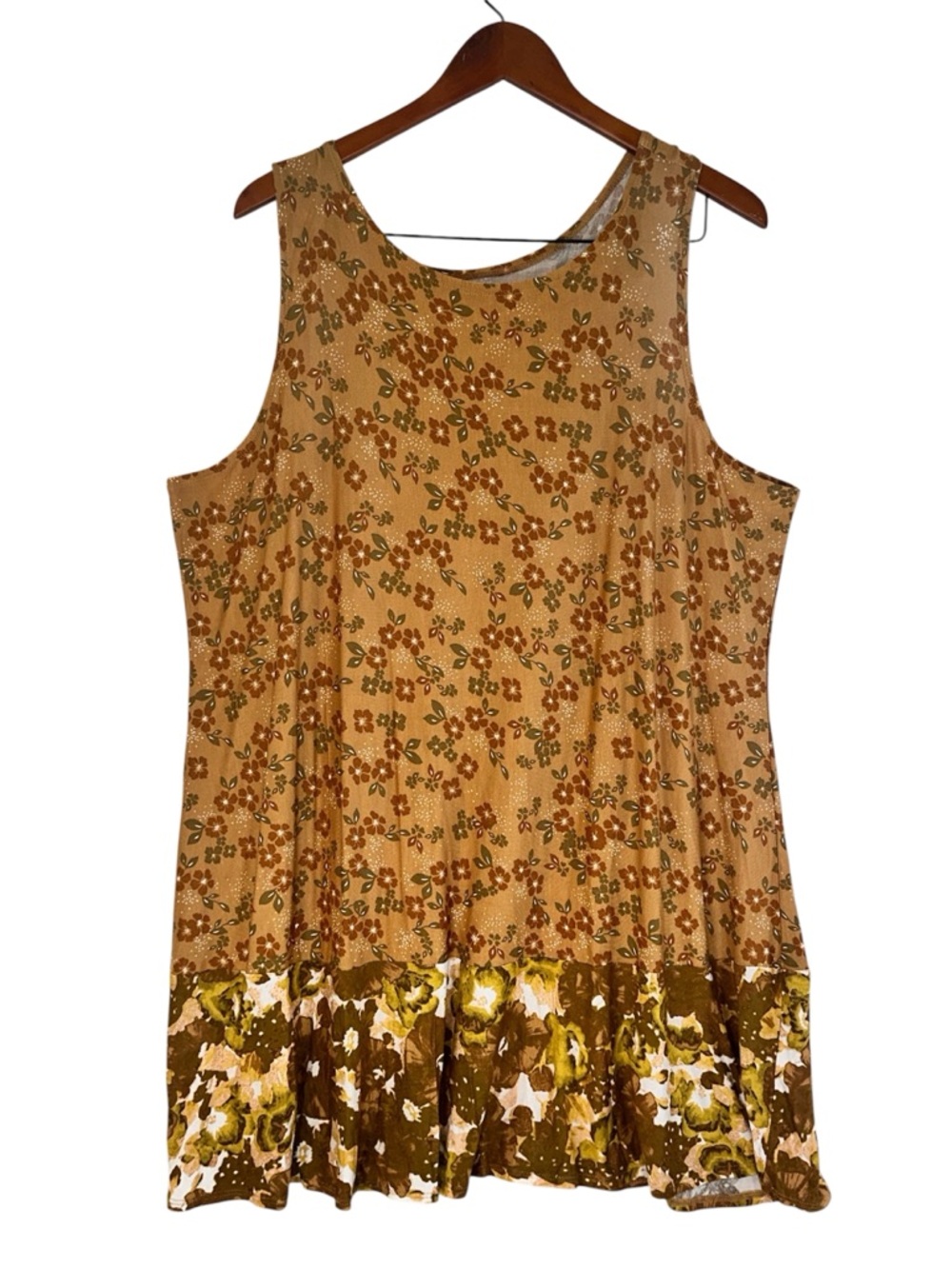 Logo Layers Floral Flowy Tunic Tank Plus Size 2X Boho Casual Swing Tank